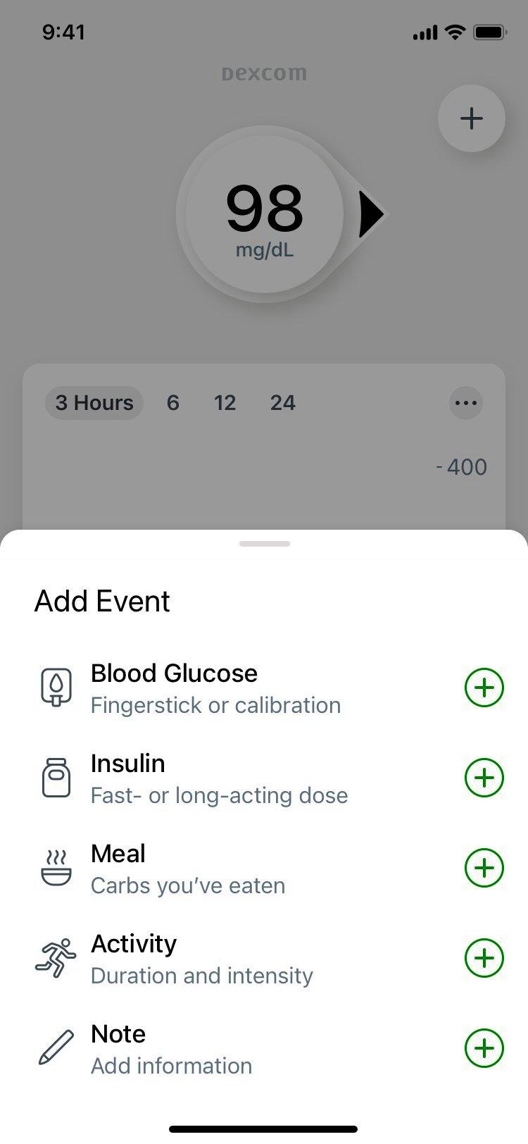 How do I log events in the G7 CGM app?