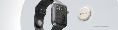 smartwatch with dexcom screen facing dexcom sensor