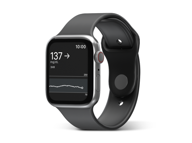 smart watch with dexcom app screen