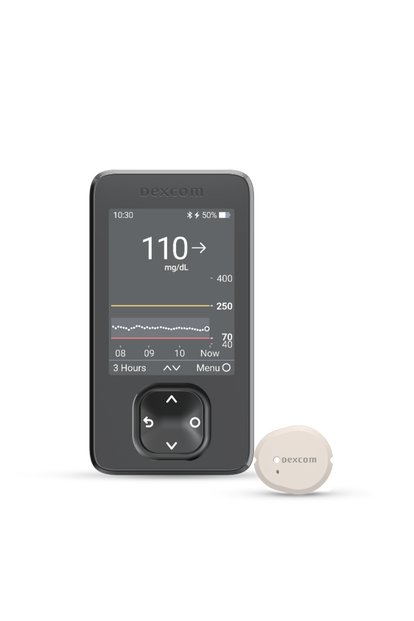 dexcom receiver and dexcom sensor next to eachother