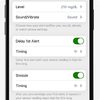 delay first alert screen option on dexcom app