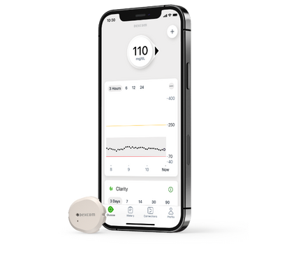 iphone with dexcom app screen