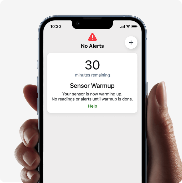 notification example - 30 minutes remaining Sensor Warmup