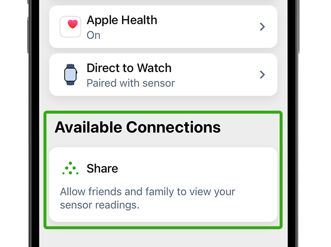 share tab in dexcom app