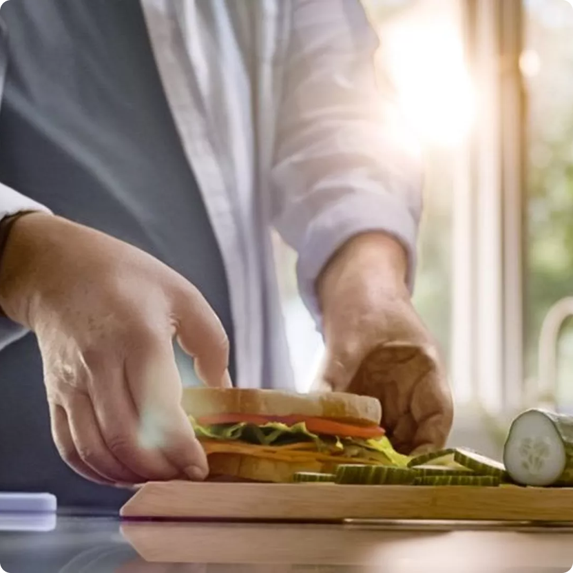 Man making a sandwich