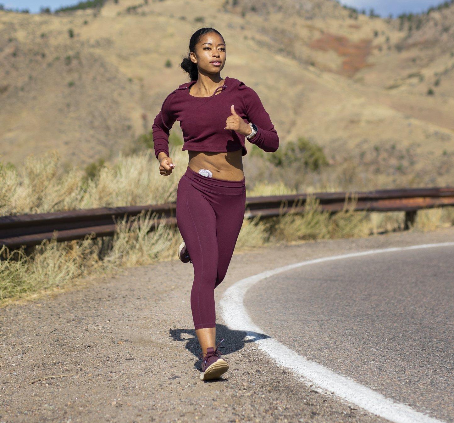 Woman with diabetes running