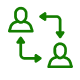 Graphic of arrows pointing between two people