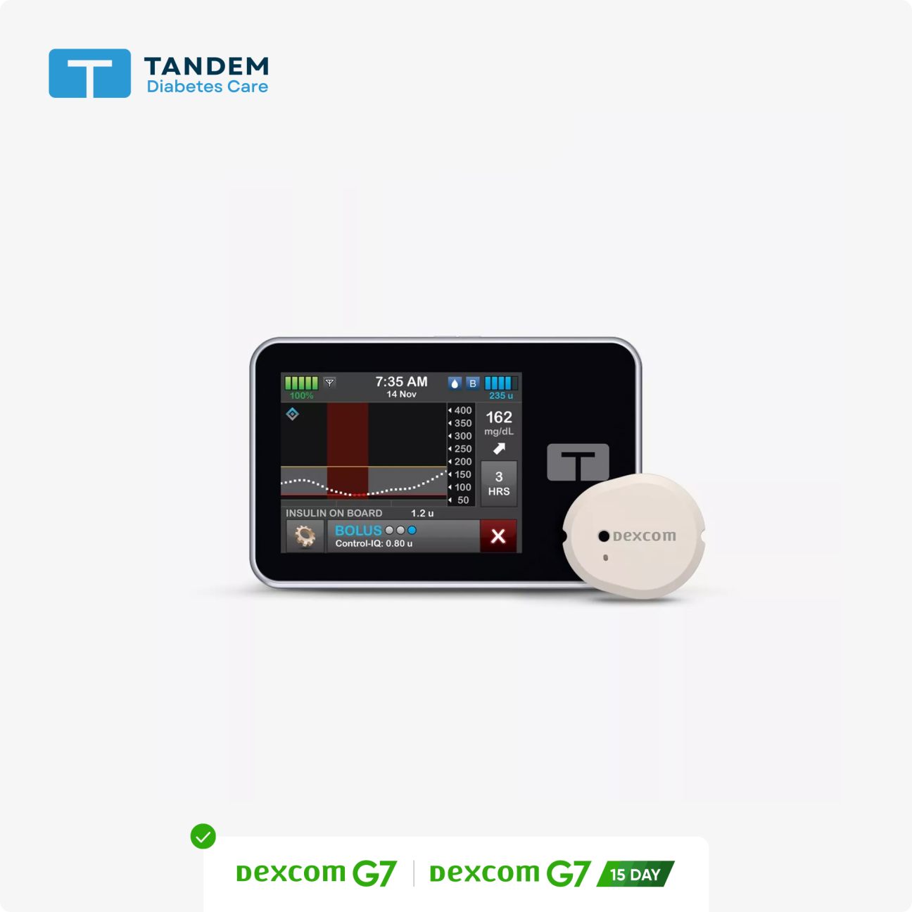 tandem system with dexcom sensor and logo