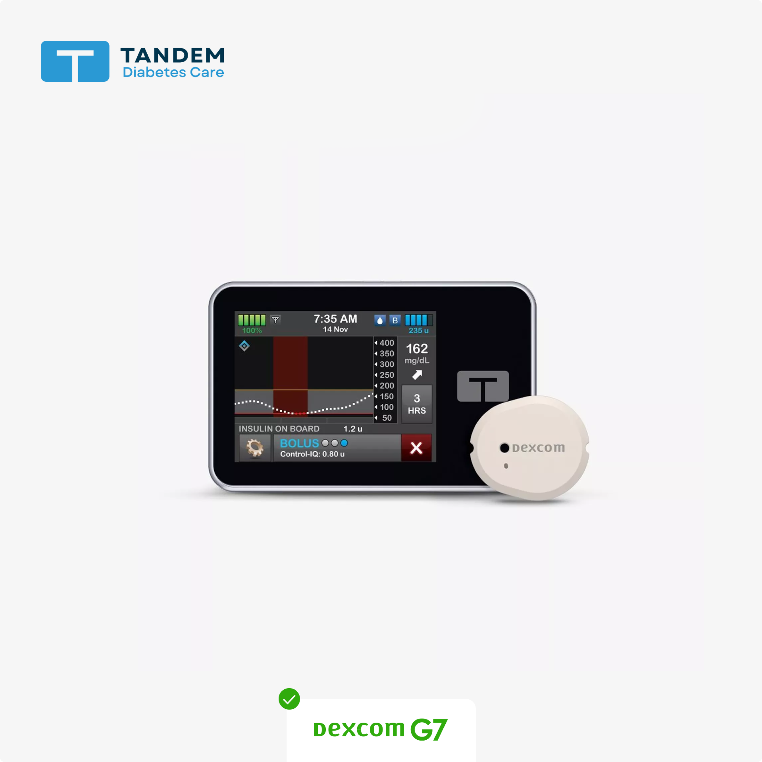 tandem system with dexcom sensor and logo