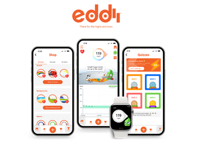 eddii health logo and app screens