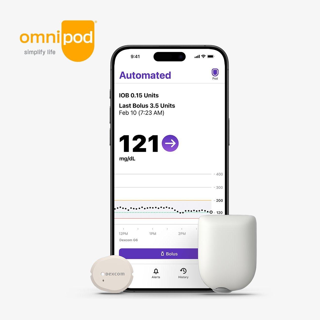 omnipod system with dexcom sensor and logo
