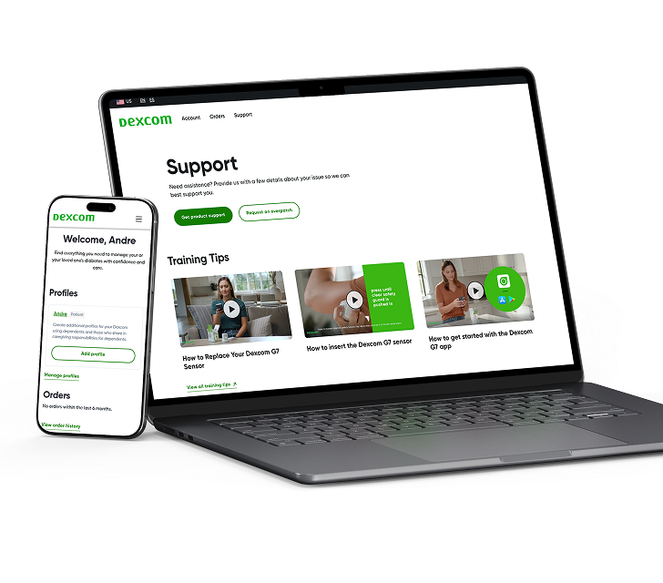 image of dexcom.com support page