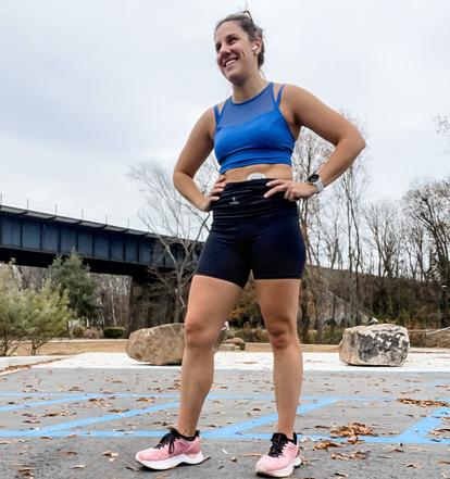 woman in work out gear wearing dexcom