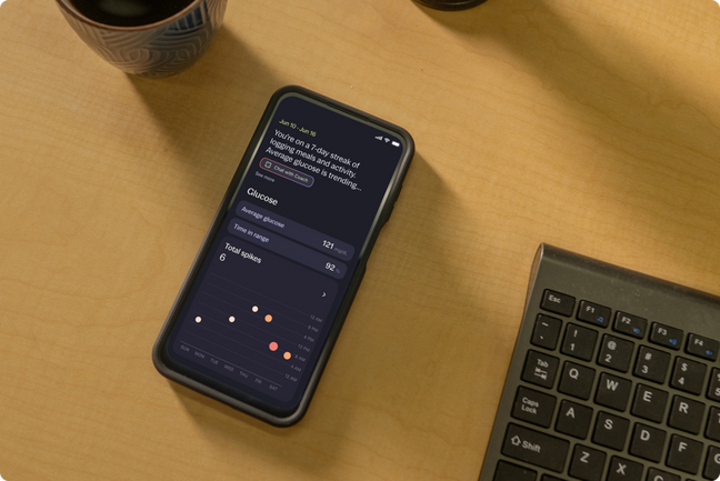 Stelo app on smartphone on a table 
