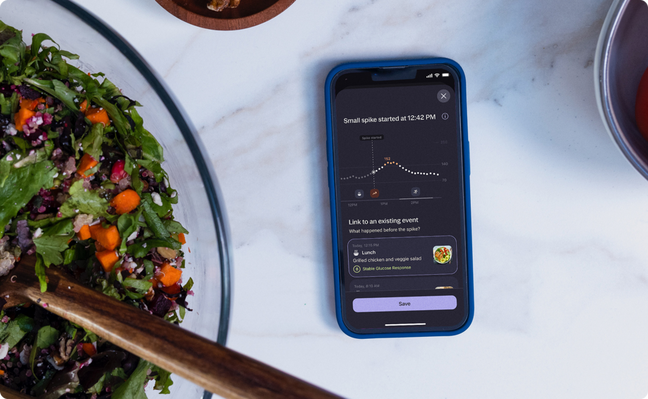 Salad and phone with stelo app