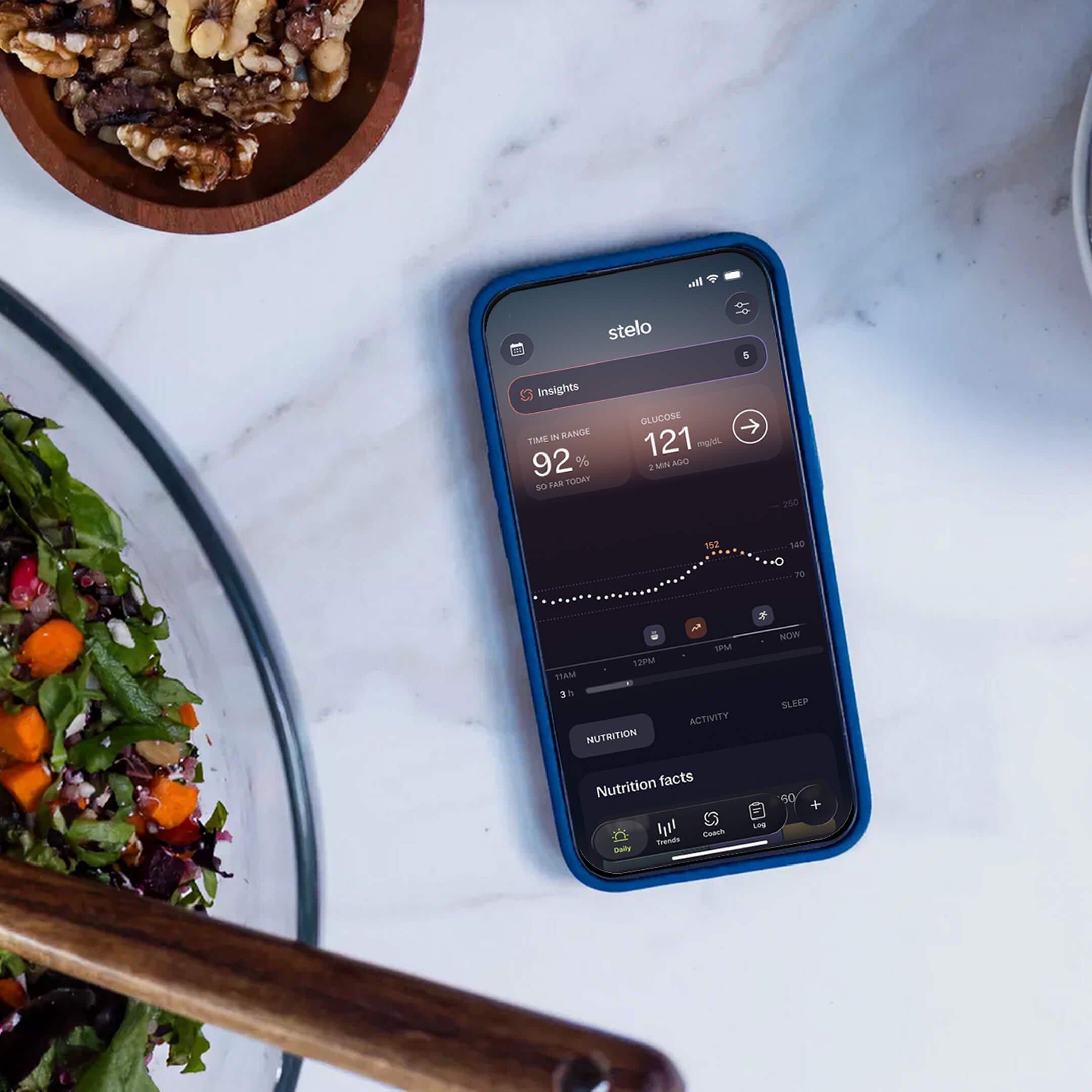 Stelo app on smart phone device