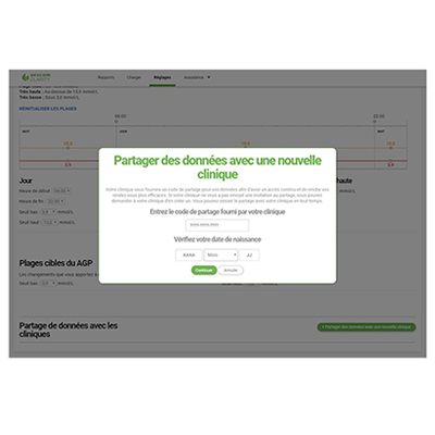 Partage des données avec une nouvelle clinique dans l'application Clarity