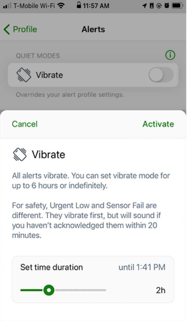How do I set my alerts to vibrate when using G7 CGM?