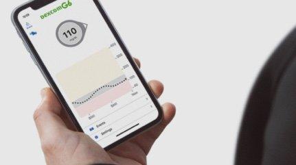 Smartphone showing Dexcom G6 App