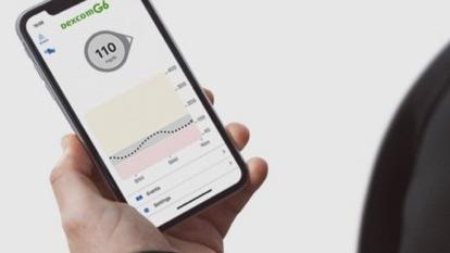 Smartphone showing Dexcom G6 App