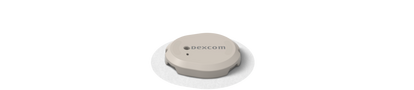 Sensore Dexcom G7 su sfondo grigio chiaro