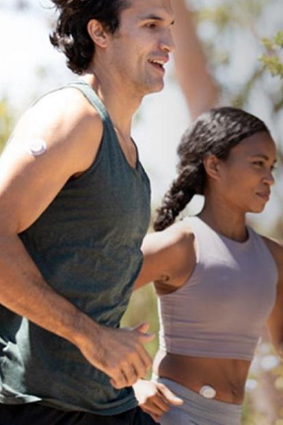 A man and woman running together
