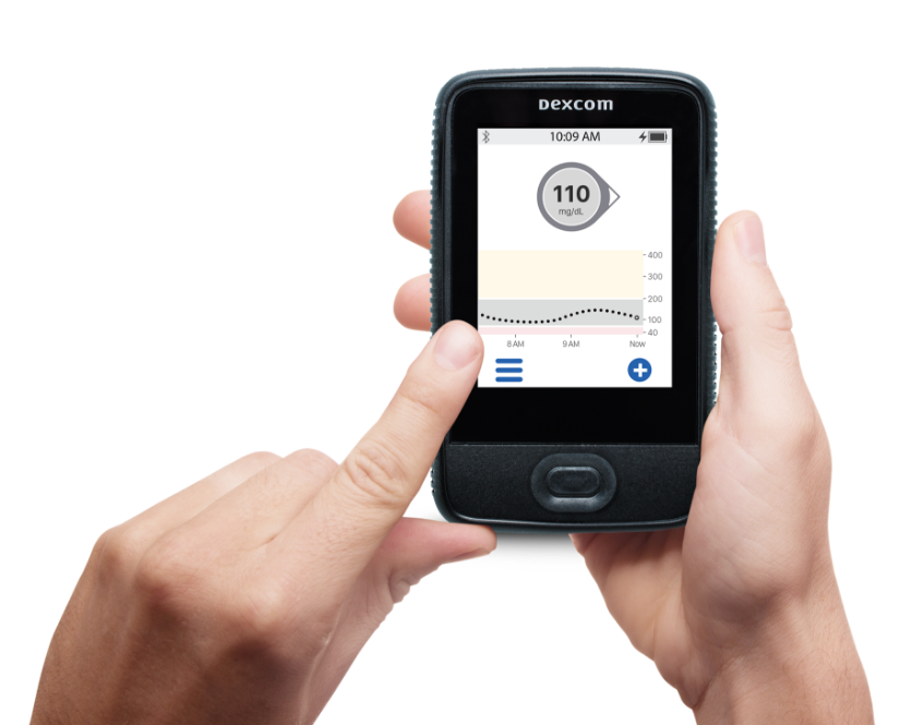 Dexcom G6-Empfänger inklusive Umverpackung auf weißem Hintergrund