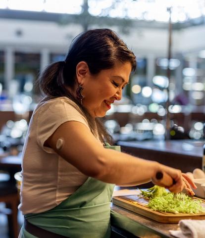 A chef cooking