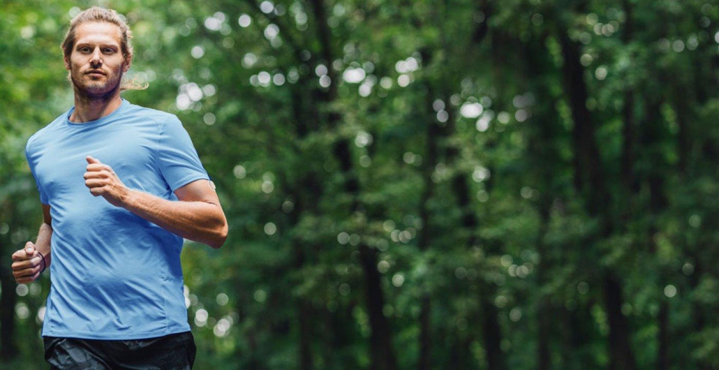 A man and woman running together