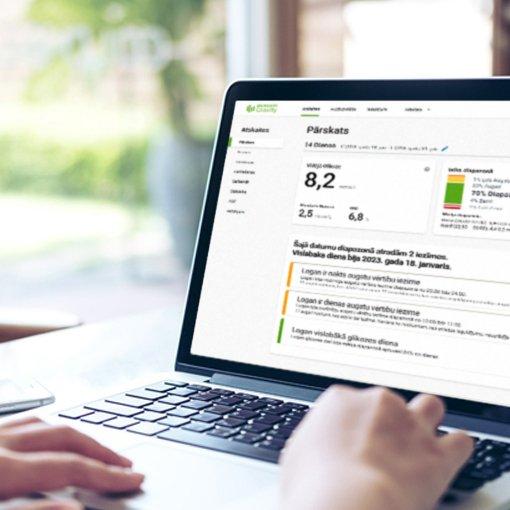 Dexcom Clarity account dashboard on a laptop