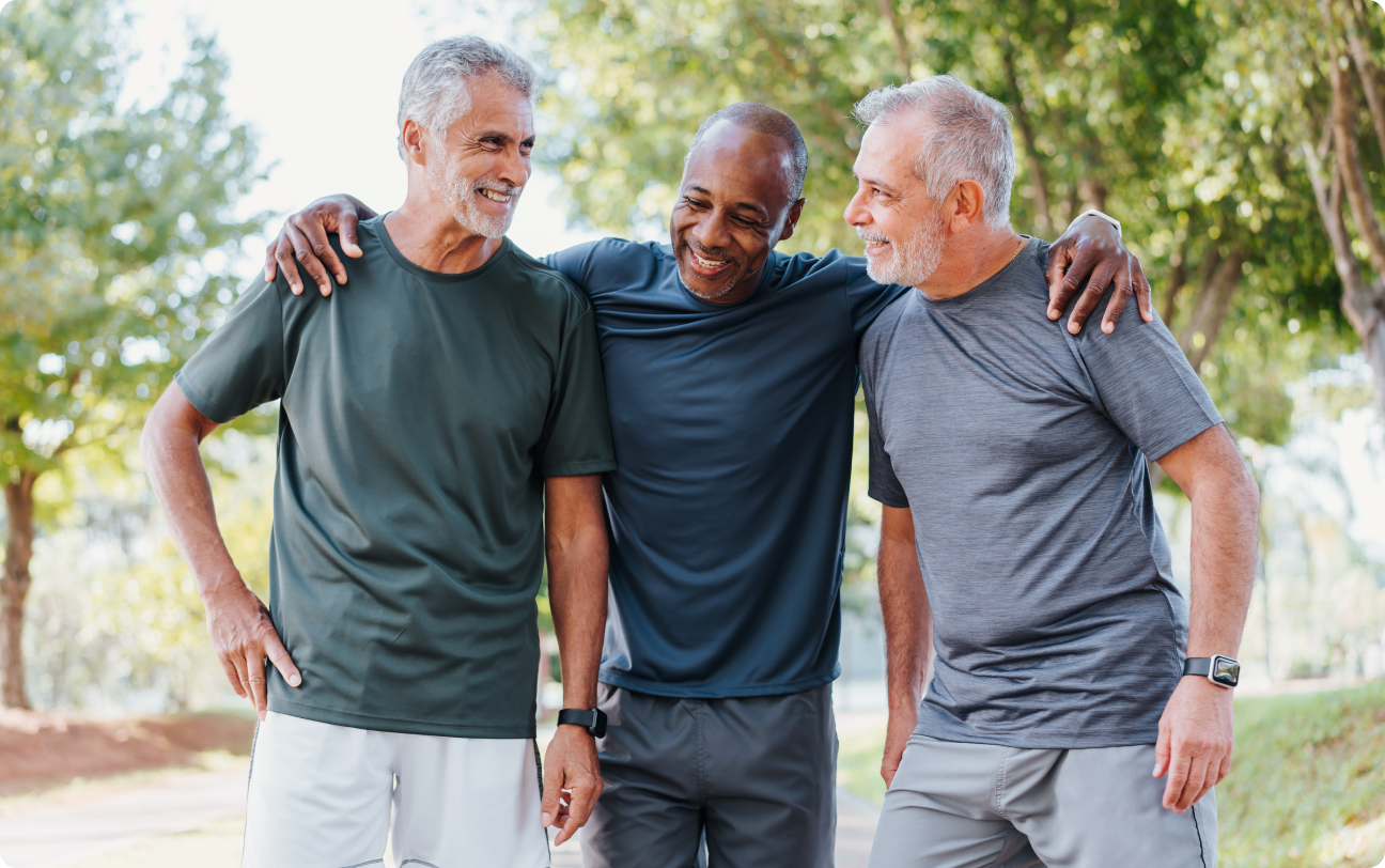 man taking a walk with his friends