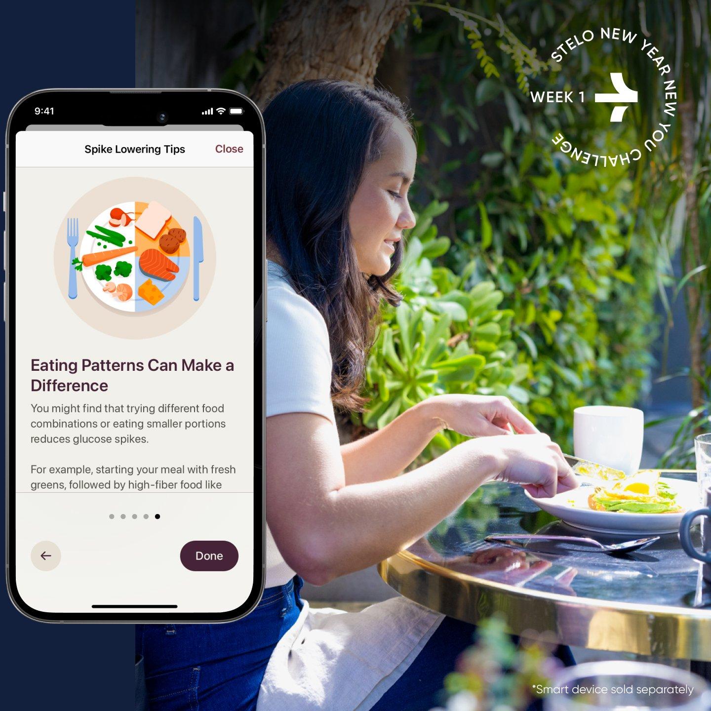 woman eating healthy brunch