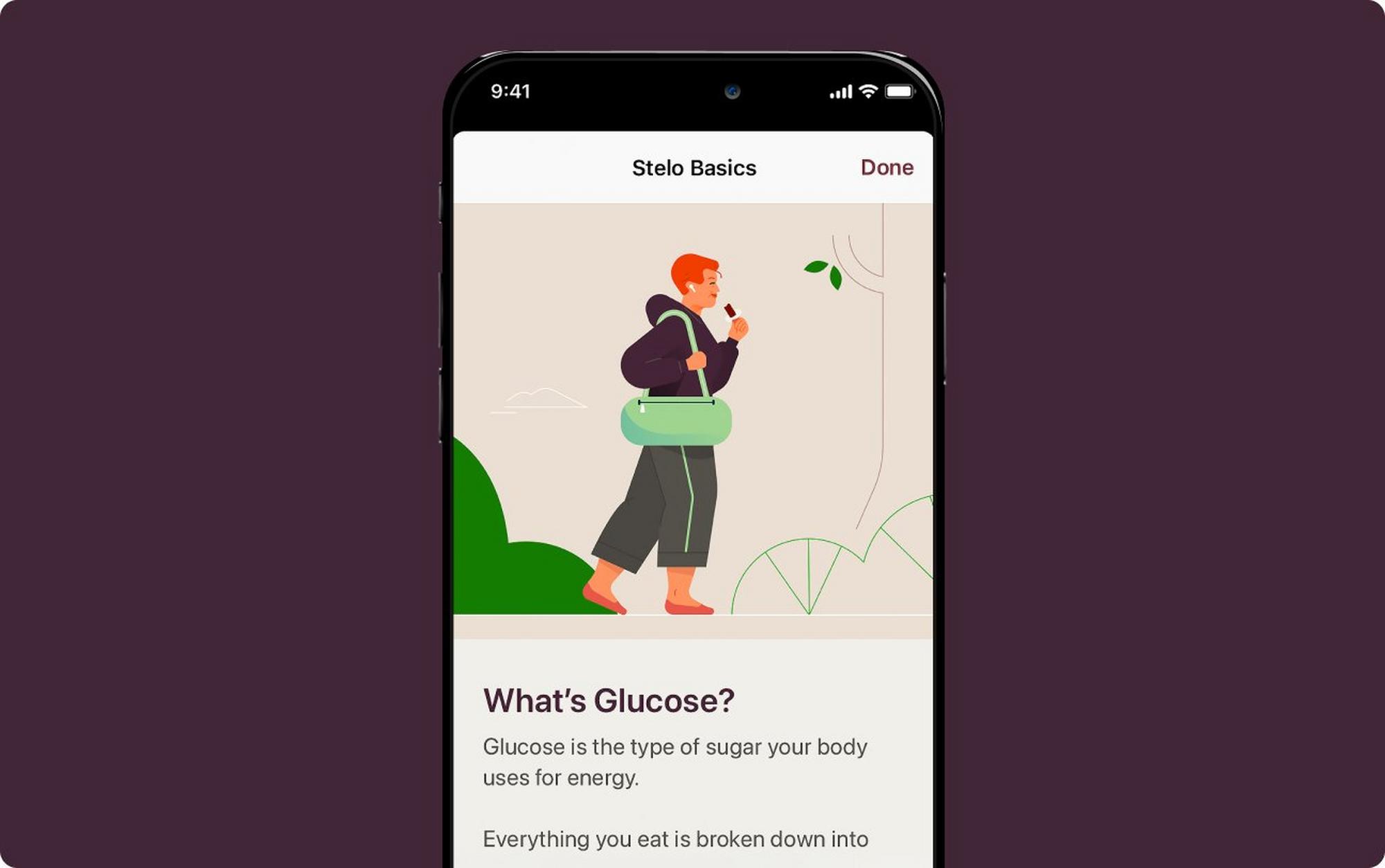 Stelo app on smart phone device