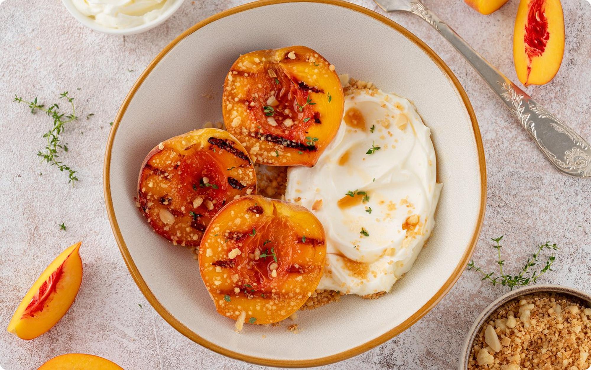 grilled peach halves