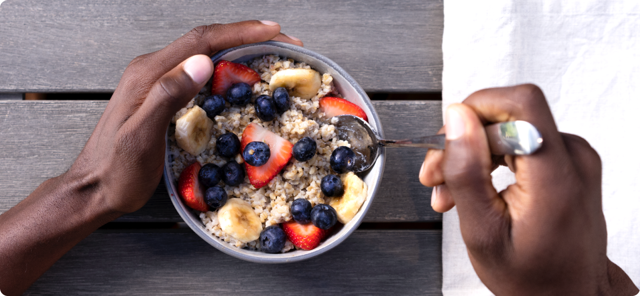 Bowl of mixed fruit and granola