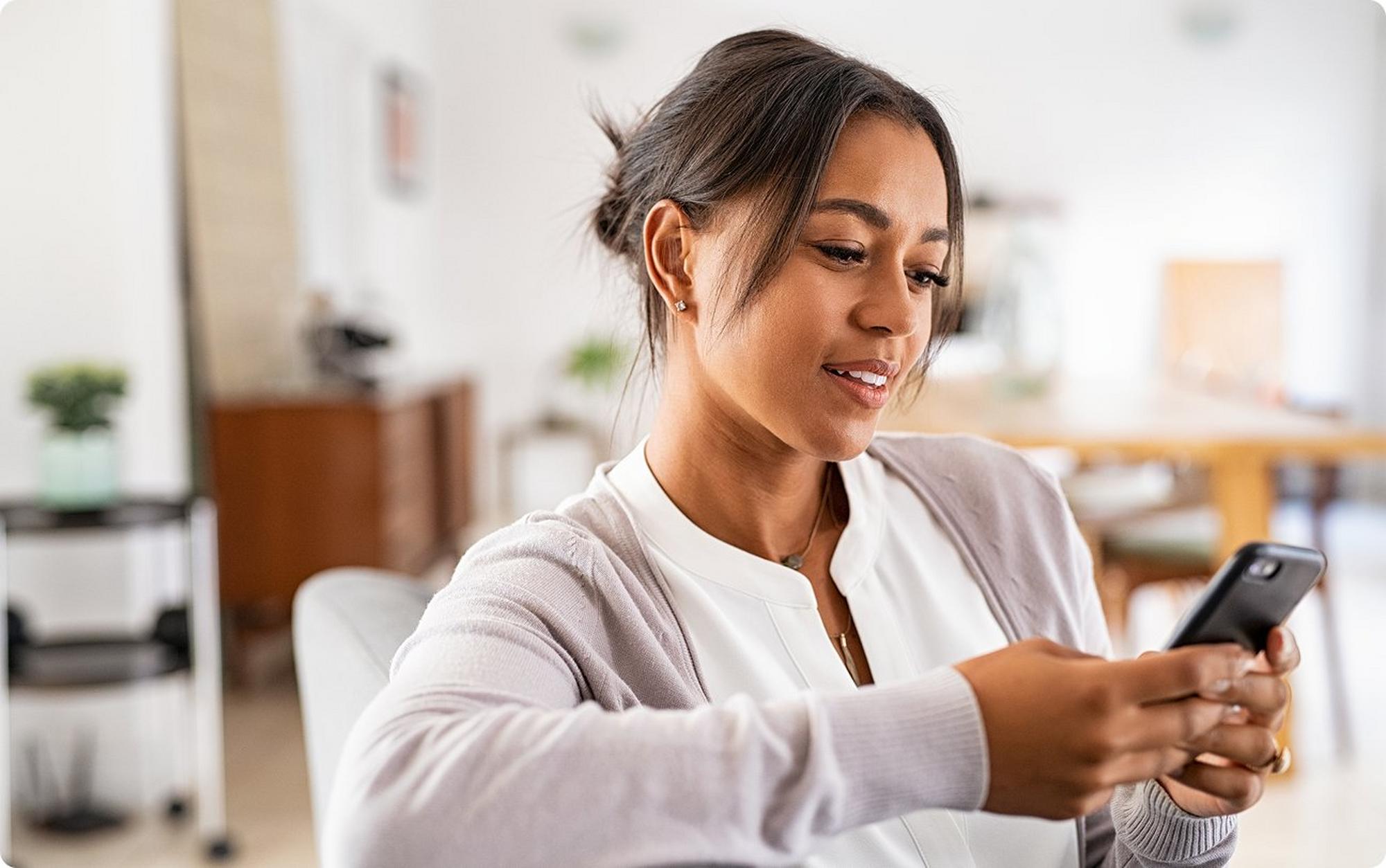 woman texting on phone