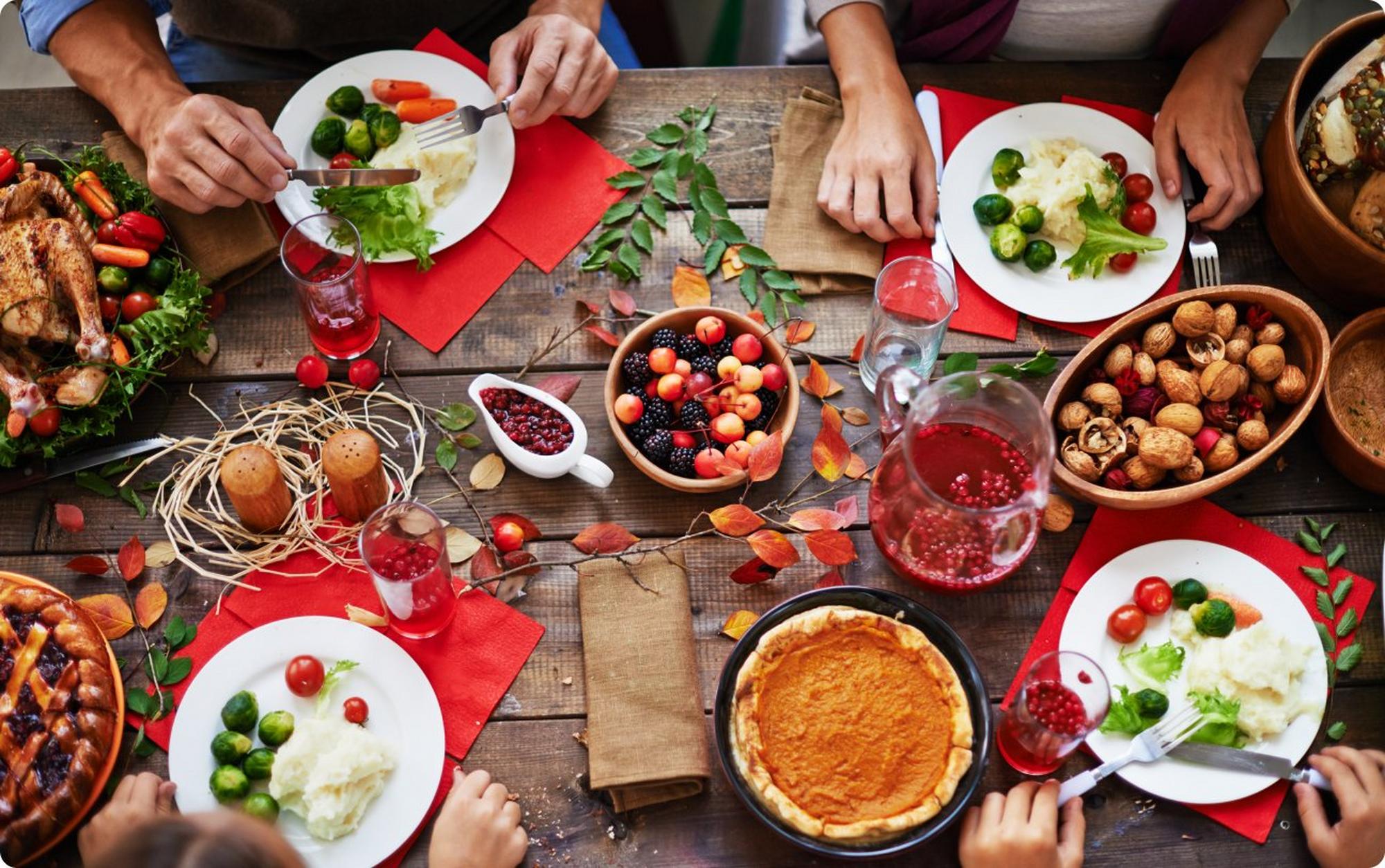 Festive table with holiday food