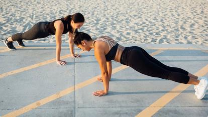 two woman working out
