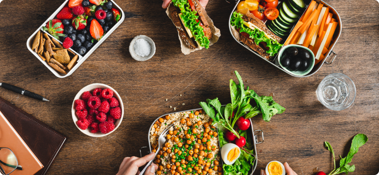 Healthy foods on top of table