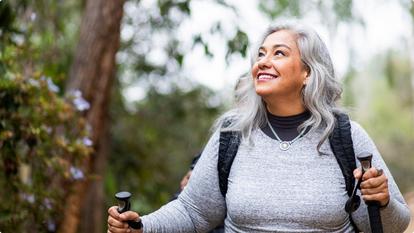 woman hiking in outdoors in nature