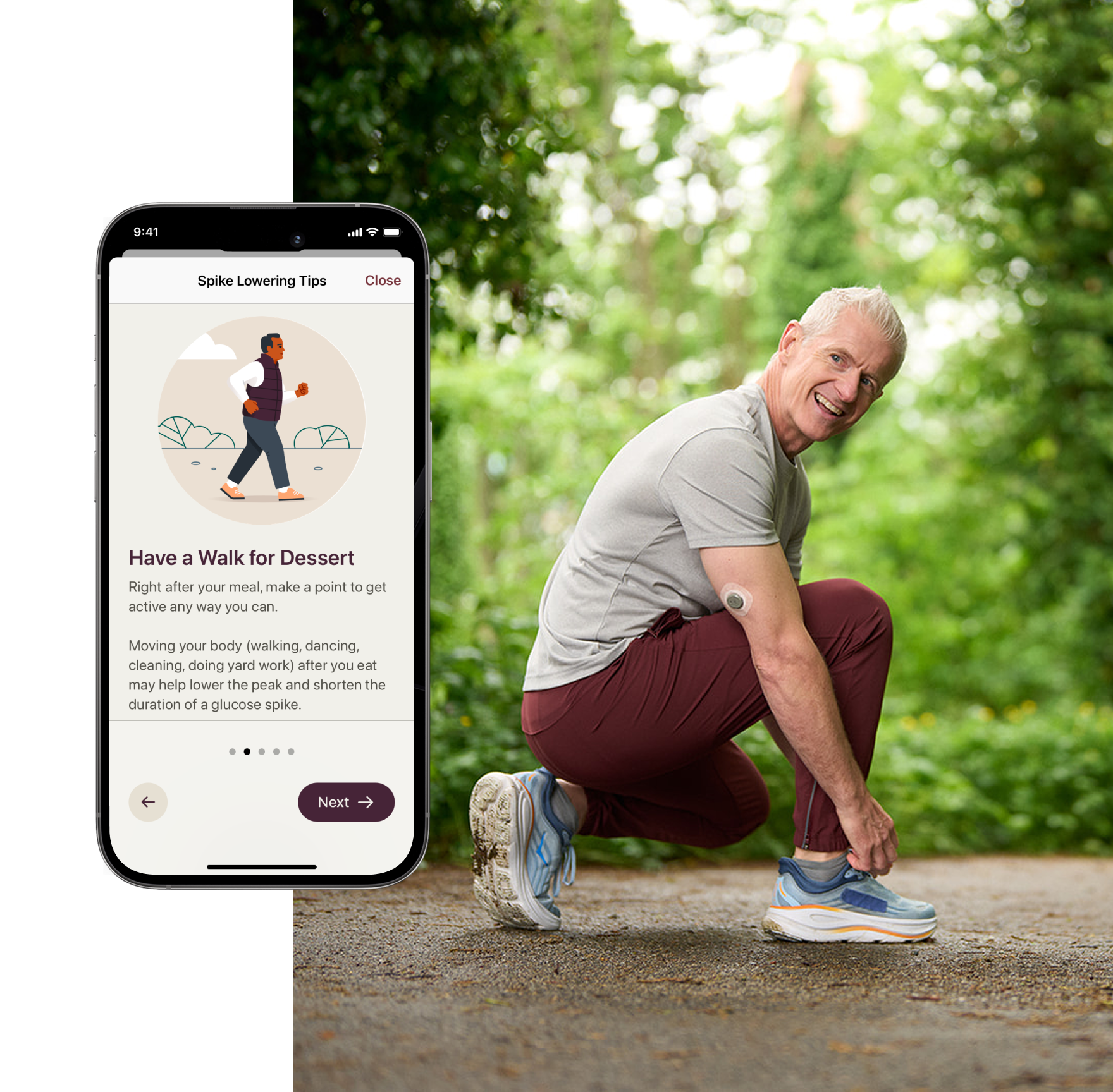 man wearing stelo and tying shoe