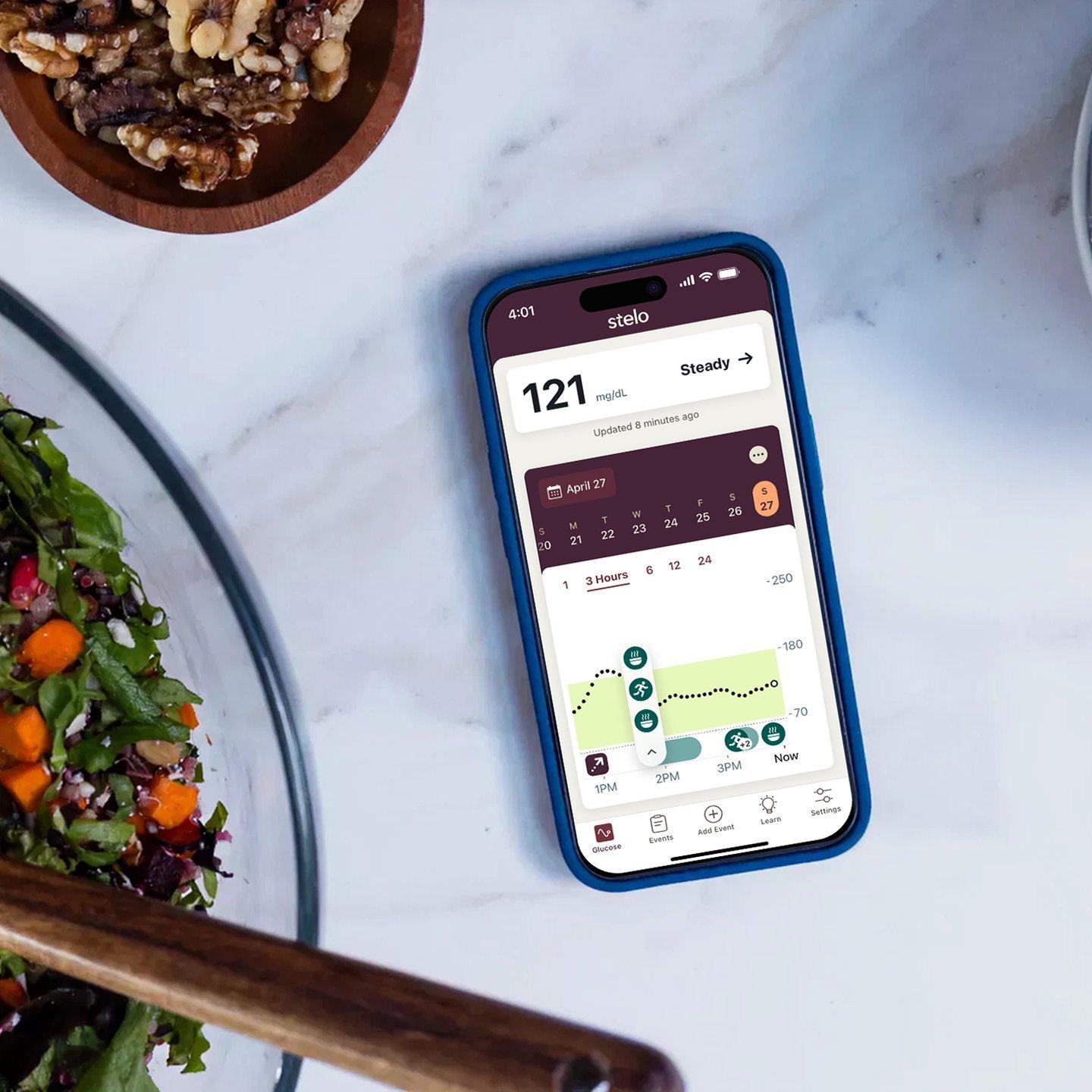 Stelo app on smart phone device