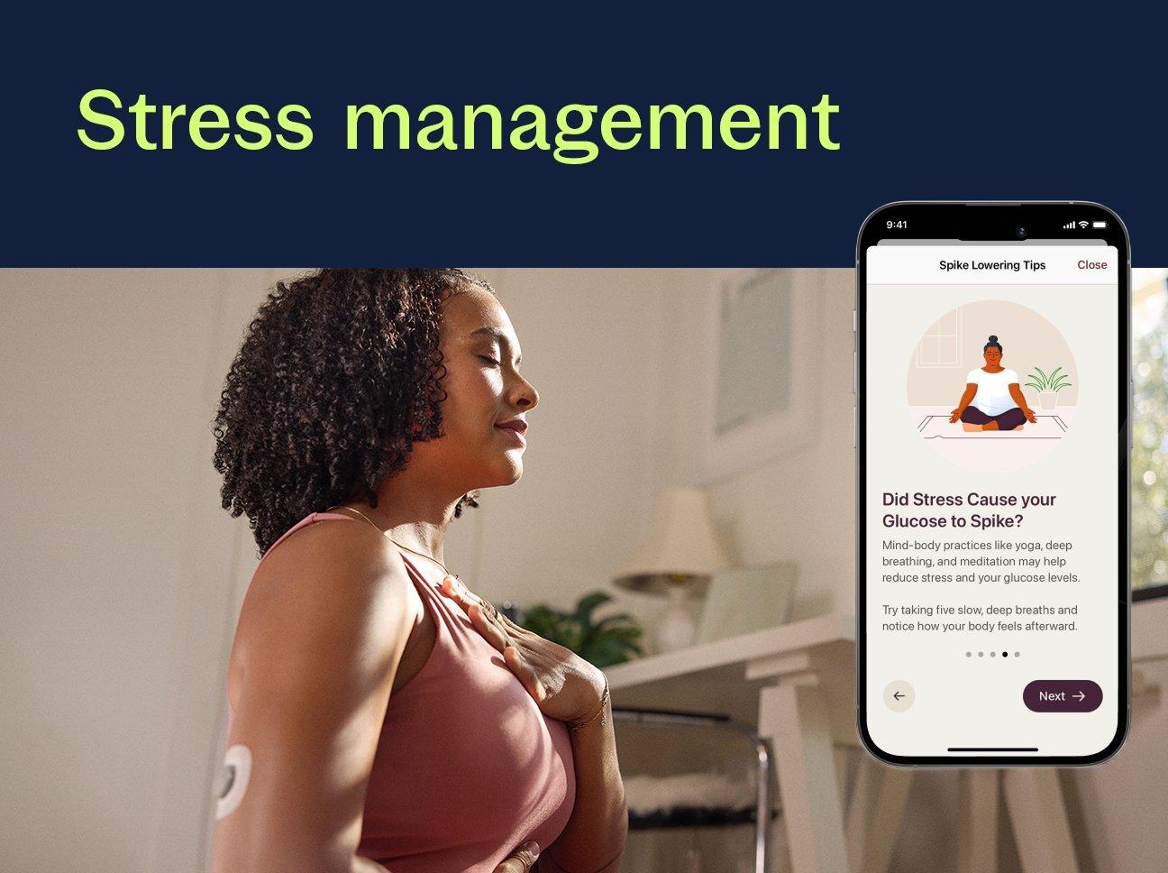 woman meditating wearing stelo biosensor