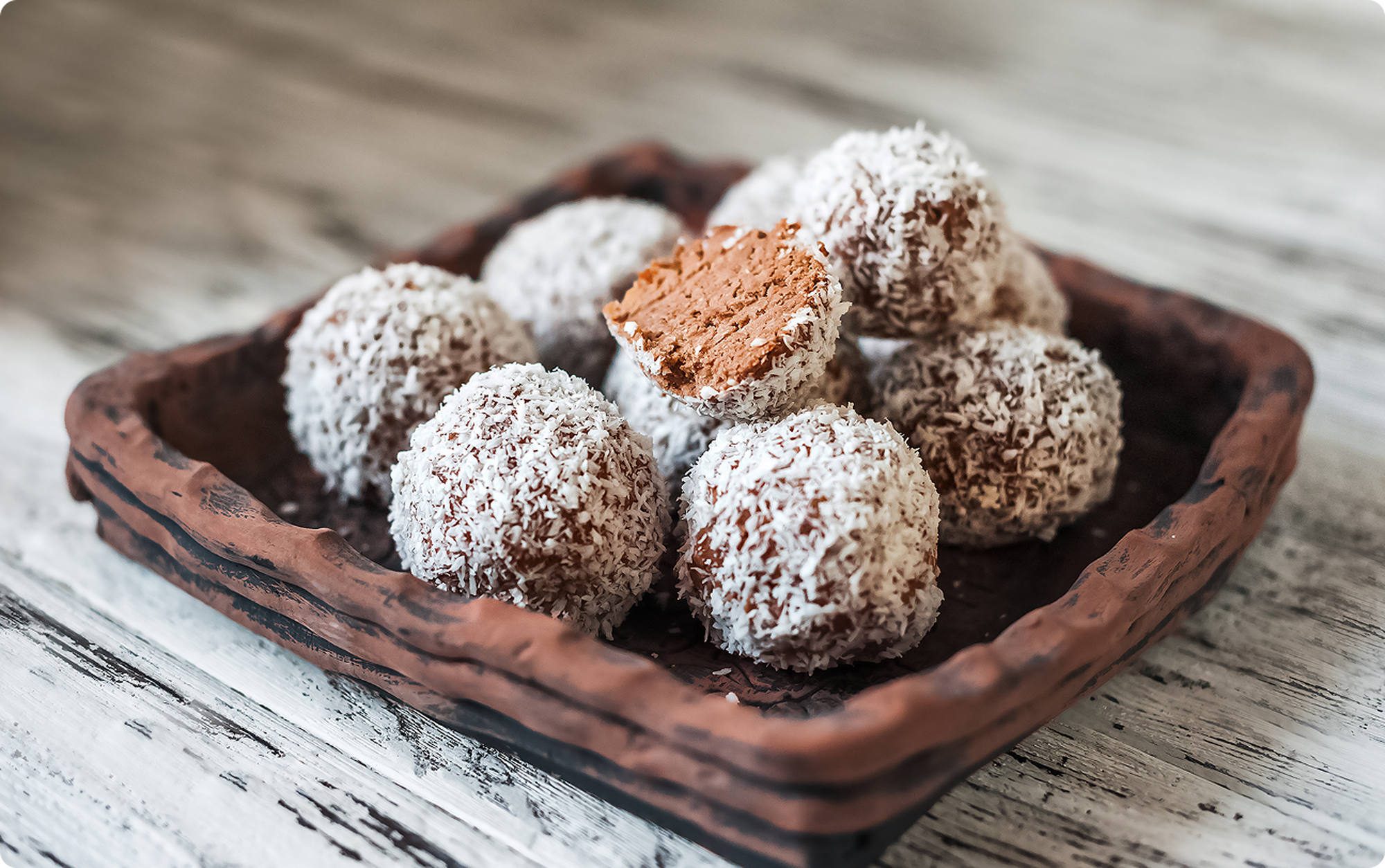 energy balls rolled in coconut