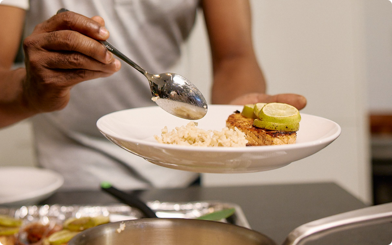 serving dinner on a plate