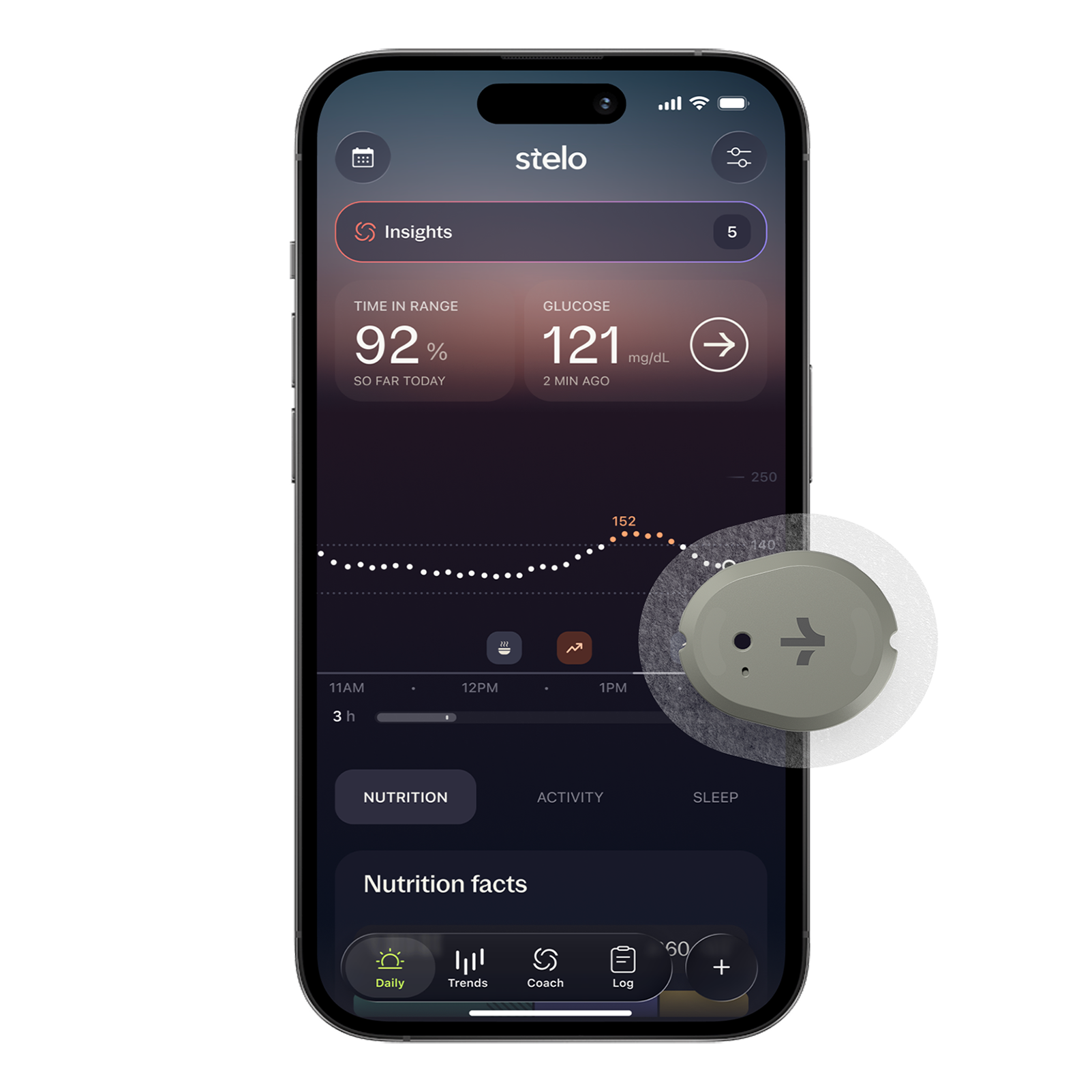 Stelo by Dexcom app on iPhone device