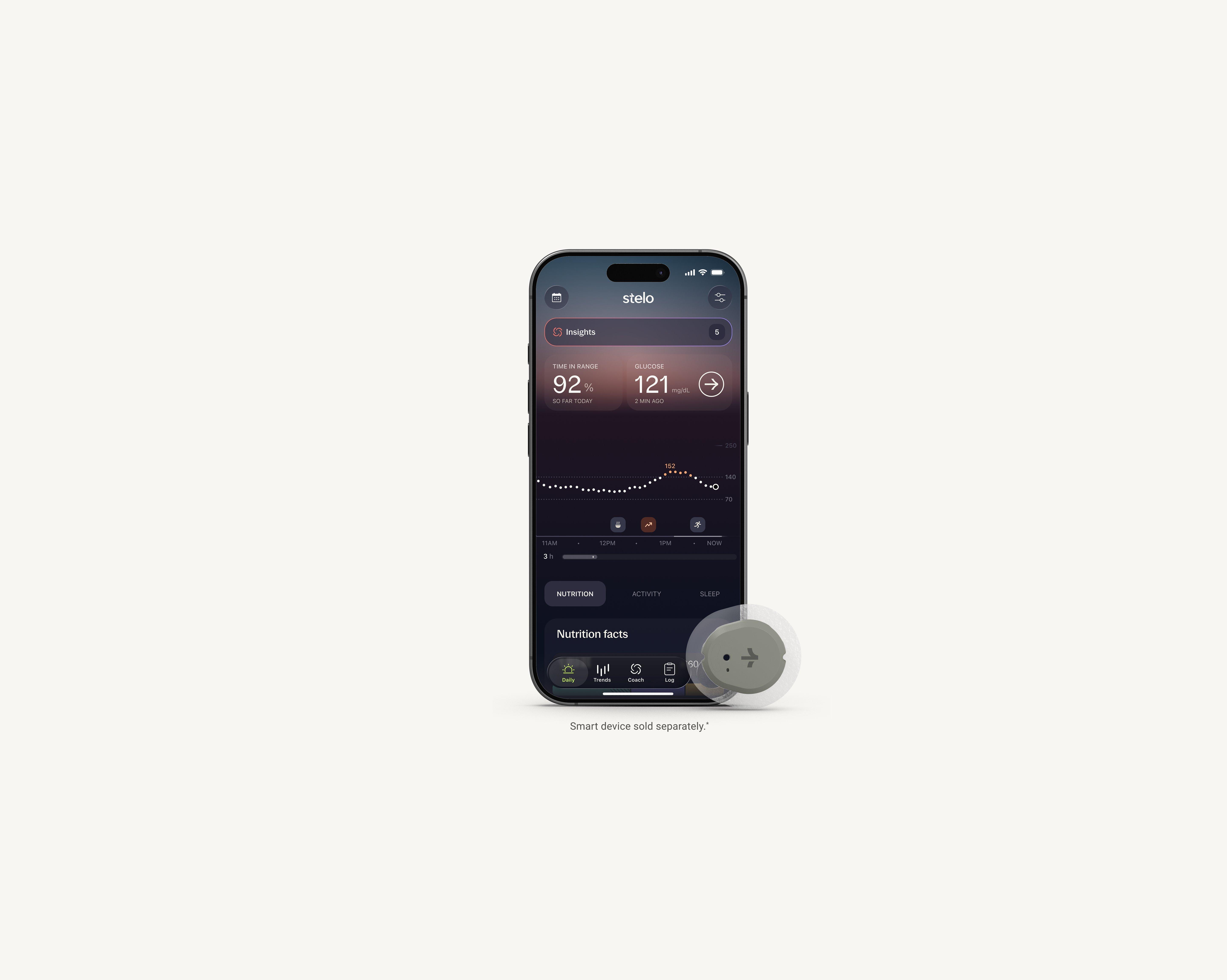 Stelo wearable glucose biosensor and app