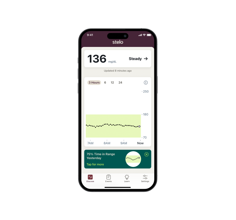 Stelo by Dexcom app on iPhone device