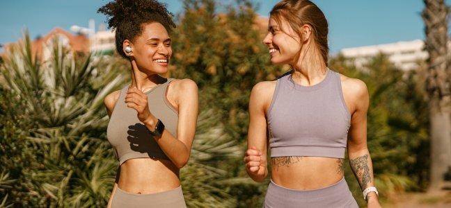 Women enjoying a walk after eating out