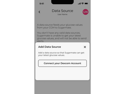 Sugarmate with dexcom account on mobile device